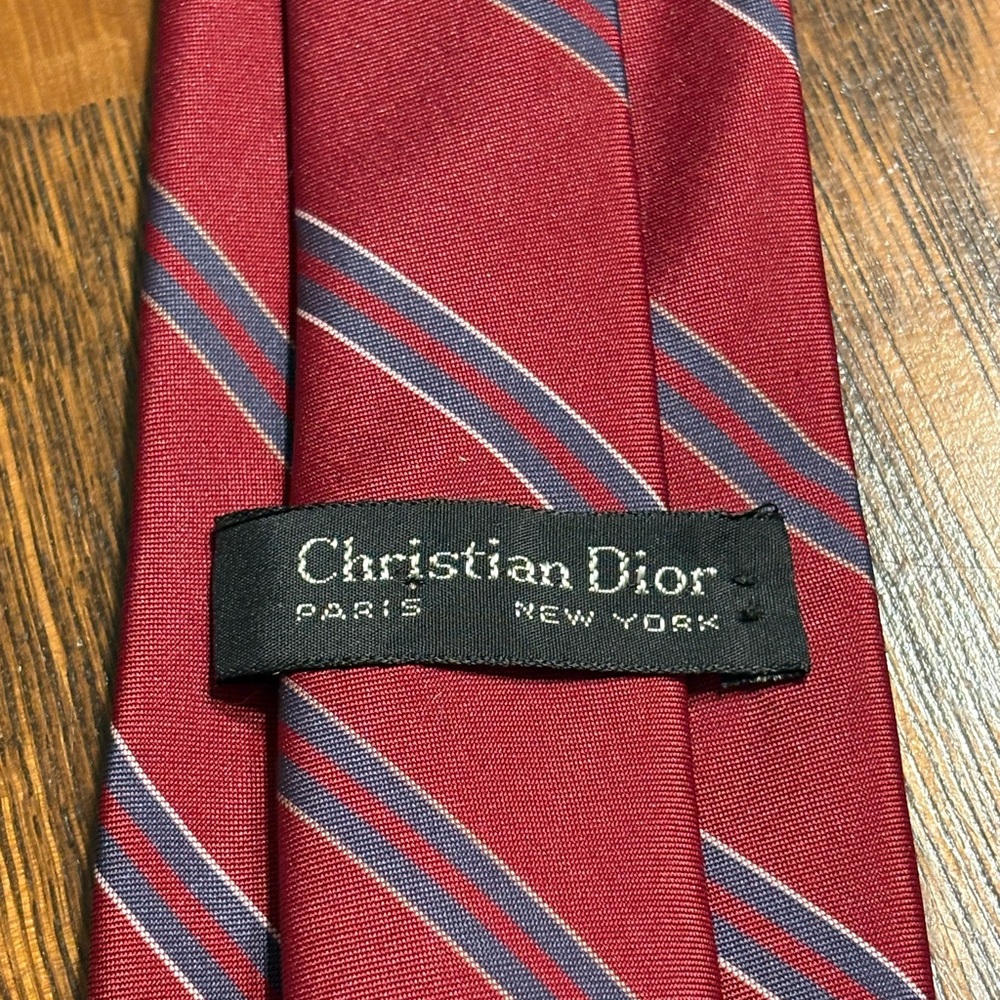 Dior Burgundy and Navy Striped Tie